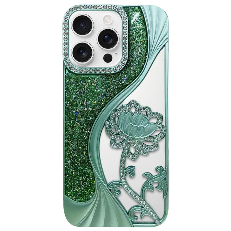 เคสโทรศัพท์ TPU ชุบไฟฟ้าลายดอกบัวแกะสลักกลวงประดับคริสตัลกลิตเตอร์ สำหรับ iPhone 17 Pro Max, สำหรับ iPhone 17 Pro, สำหรับ iPhone 17, สำหรับ iPhone 16 Pro Max, สำหรับ iPhone 16 Pro, สำหรับ iPhone 16, สำหรับ iPhone 15 Pro Max, สำหรับ iPhone 15 Pro