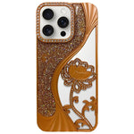 เคสโทรศัพท์ TPU ชุบไฟฟ้าลายดอกบัวแกะสลักกลวงประดับคริสตัลกลิตเตอร์ สำหรับ iPhone 15, สำหรับ iPhone 14, สำหรับ iPhone 14 Pro, สำหรับ iPhone 14 Pro Max, สำหรับ iPhone 13 Pro Max, สำหรับ iPhone 13 Pro, สำหรับ iPhone 13, สำหรับ iPhone 12