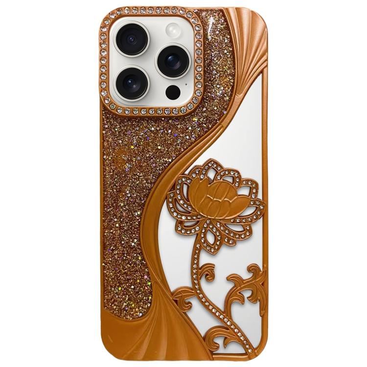 เคสโทรศัพท์ TPU ชุบไฟฟ้าลายดอกบัวแกะสลักกลวงประดับคริสตัลกลิตเตอร์ สำหรับ iPhone 15, สำหรับ iPhone 14, สำหรับ iPhone 14 Pro, สำหรับ iPhone 14 Pro Max, สำหรับ iPhone 13 Pro Max, สำหรับ iPhone 13 Pro, สำหรับ iPhone 13, สำหรับ iPhone 12