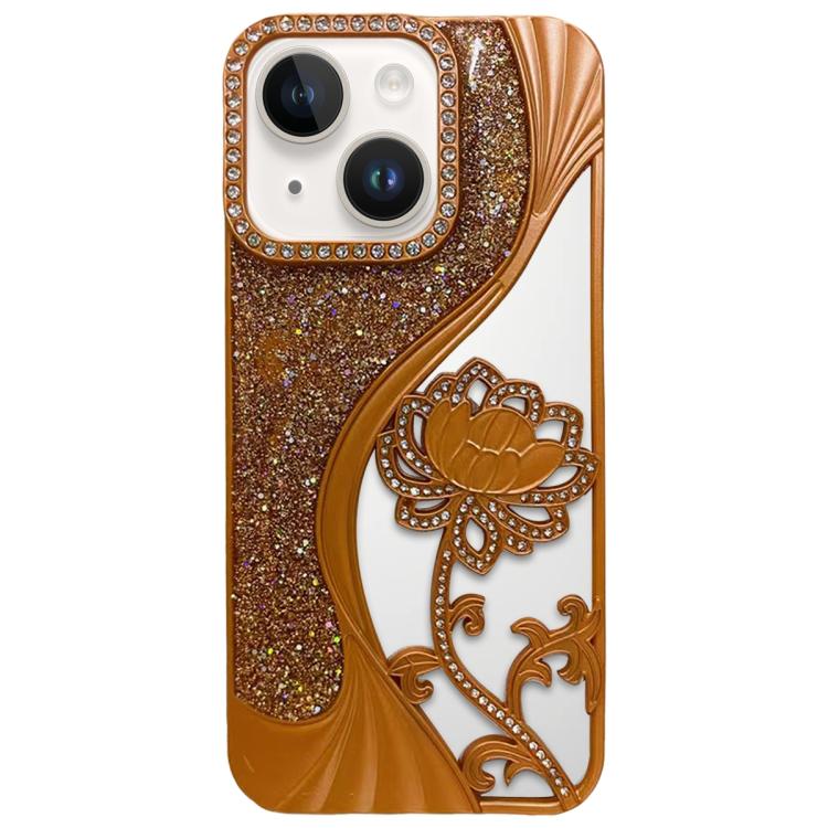 เคสโทรศัพท์ TPU ชุบไฟฟ้าลายดอกบัวแกะสลักกลวงประดับคริสตัลกลิตเตอร์ สำหรับ iPhone 12 Pro Max, สำหรับ iPhone 12 Pro, สำหรับ iPhone 11 Pro Max, สำหรับ iPhone 11