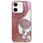 เคสโทรศัพท์ TPU ชุบไฟฟ้าลายดอกบัวแกะสลักกลวงประดับคริสตัลกลิตเตอร์ สำหรับ iPhone 12 Pro Max, สำหรับ iPhone 12 Pro, สำหรับ iPhone 11 Pro Max, สำหรับ iPhone 11