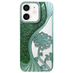 เคสโทรศัพท์ TPU ชุบไฟฟ้าลายดอกบัวแกะสลักกลวงประดับคริสตัลกลิตเตอร์ สำหรับ iPhone 12 Pro Max, สำหรับ iPhone 12 Pro, สำหรับ iPhone 11 Pro Max, สำหรับ iPhone 11