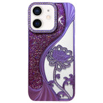 เคสโทรศัพท์ TPU ชุบไฟฟ้าลายดอกบัวแกะสลักกลวงประดับคริสตัลกลิตเตอร์ สำหรับ iPhone 12 Pro Max, สำหรับ iPhone 12 Pro, สำหรับ iPhone 11 Pro Max, สำหรับ iPhone 11