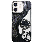 เคสโทรศัพท์ TPU ชุบไฟฟ้าลายดอกบัวแกะสลักกลวงประดับคริสตัลกลิตเตอร์ สำหรับ iPhone 12 Pro Max, สำหรับ iPhone 12 Pro, สำหรับ iPhone 11 Pro Max, สำหรับ iPhone 11