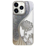 เคสโทรศัพท์ TPU ชุบไฟฟ้าลายดอกบัวแกะสลักกลวงประดับคริสตัลกลิตเตอร์ สำหรับ iPhone 12 Pro Max, สำหรับ iPhone 12 Pro, สำหรับ iPhone 11 Pro Max, สำหรับ iPhone 11