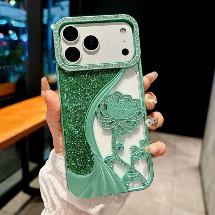 เคสโทรศัพท์ TPU ชุบไฟฟ้าลายดอกบัวแกะสลักกลวงประดับคริสตัลกลิตเตอร์ สำหรับ iPhone 17 Pro Max, สำหรับ iPhone 17 Pro, สำหรับ iPhone 17, สำหรับ iPhone 16 Pro Max, สำหรับ iPhone 16 Pro, สำหรับ iPhone 16, สำหรับ iPhone 15 Pro Max, สำหรับ iPhone 15 Pro