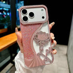 เคสโทรศัพท์ TPU ชุบไฟฟ้าลายดอกบัวแกะสลักกลวงประดับคริสตัลกลิตเตอร์ สำหรับ iPhone 17 Pro Max, สำหรับ iPhone 17 Pro, สำหรับ iPhone 17, สำหรับ iPhone 16 Pro Max, สำหรับ iPhone 16 Pro, สำหรับ iPhone 16, สำหรับ iPhone 15 Pro Max, สำหรับ iPhone 15 Pro