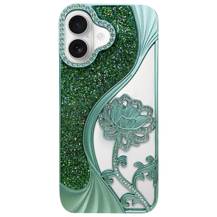เคสโทรศัพท์ TPU ชุบไฟฟ้าลายดอกบัวแกะสลักกลวงประดับคริสตัลกลิตเตอร์ สำหรับ iPhone 17 Pro Max, สำหรับ iPhone 17 Pro, สำหรับ iPhone 17, สำหรับ iPhone 16 Pro Max, สำหรับ iPhone 16 Pro, สำหรับ iPhone 16, สำหรับ iPhone 15 Pro Max, สำหรับ iPhone 15 Pro