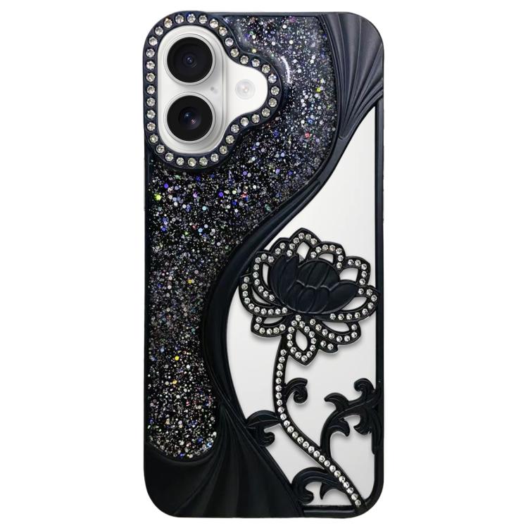 เคสโทรศัพท์ TPU ชุบไฟฟ้าลายดอกบัวแกะสลักกลวงประดับคริสตัลกลิตเตอร์ สำหรับ iPhone 17 Pro Max, สำหรับ iPhone 17 Pro, สำหรับ iPhone 17, สำหรับ iPhone 16 Pro Max, สำหรับ iPhone 16 Pro, สำหรับ iPhone 16, สำหรับ iPhone 15 Pro Max, สำหรับ iPhone 15 Pro