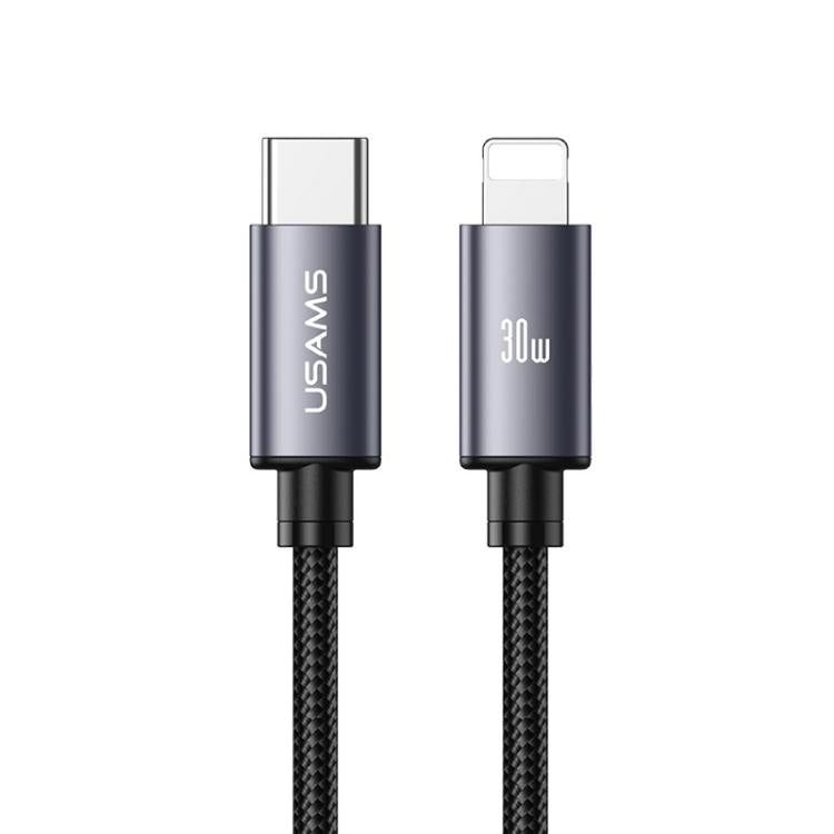 สายชาร์จข้อมูล USAMS SJ770 U91 30W Type-C เป็น 8 Pin อะลูมิเนียมอัลลอยชาร์จเร็ว ความยาว: 1m, SJ770