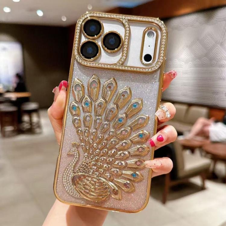 เคสโทรศัพท์ TPU ชุบไฟฟ้าลายไก่ฟ้าประดับคริสตัลกลิตเตอร์พร้อมฟิล์มเลนส์ สำหรับ iPhone 17 Pro Max, สำหรับ iPhone 17 Pro, สำหรับ iPhone 17, สำหรับ iPhone 16 Pro Max, สำหรับ iPhone 16 Pro, สำหรับ iPhone 16 Plus, สำหรับ iPhone 16, สำหรับ iPhone 15 Pro Max