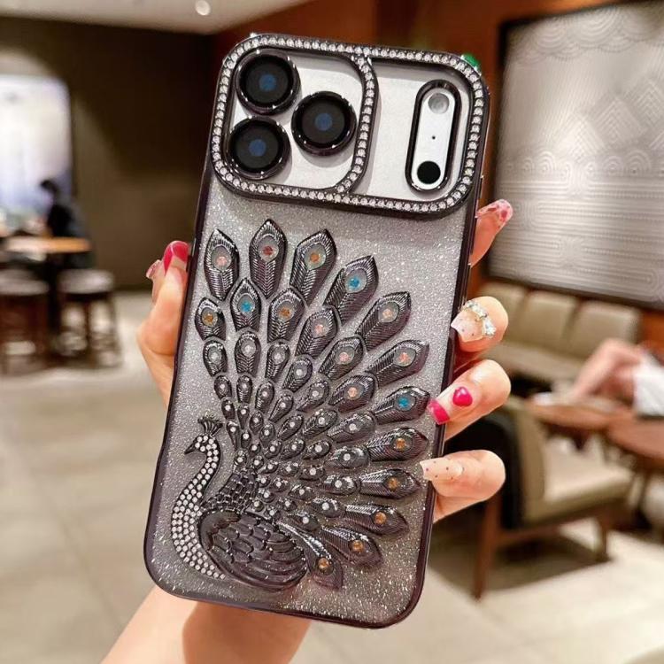 เคสโทรศัพท์ TPU ชุบไฟฟ้าลายไก่ฟ้าประดับคริสตัลกลิตเตอร์พร้อมฟิล์มเลนส์ สำหรับ iPhone 17 Pro Max, สำหรับ iPhone 17 Pro, สำหรับ iPhone 17, สำหรับ iPhone 16 Pro Max, สำหรับ iPhone 16 Pro, สำหรับ iPhone 16 Plus, สำหรับ iPhone 16, สำหรับ iPhone 15 Pro Max