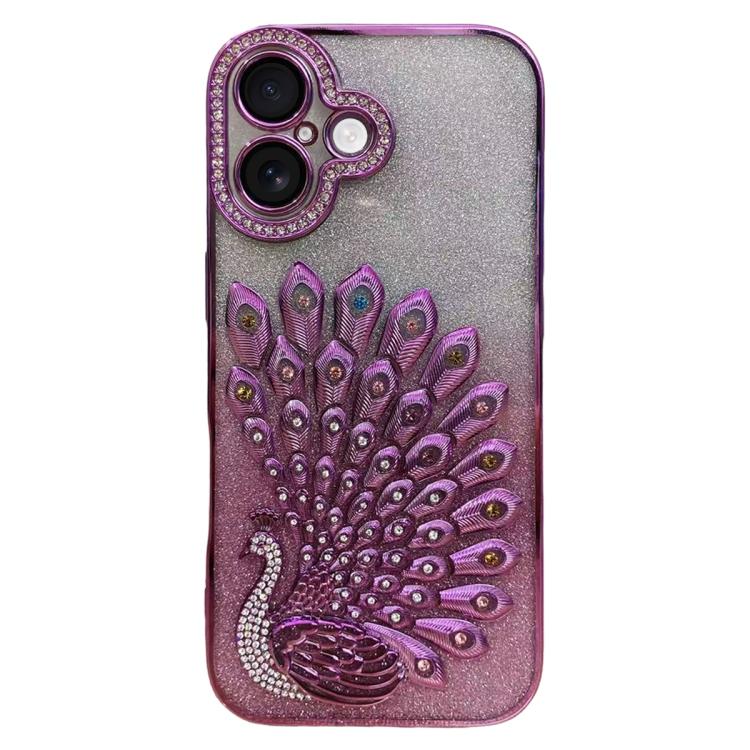 เคสโทรศัพท์ TPU ชุบไฟฟ้าลายไก่ฟ้าประดับคริสตัลกลิตเตอร์พร้อมฟิล์มเลนส์ สำหรับ iPhone 17 Pro Max, สำหรับ iPhone 17 Pro, สำหรับ iPhone 17, สำหรับ iPhone 16 Pro Max, สำหรับ iPhone 16 Pro, สำหรับ iPhone 16 Plus, สำหรับ iPhone 16, สำหรับ iPhone 15 Pro Max