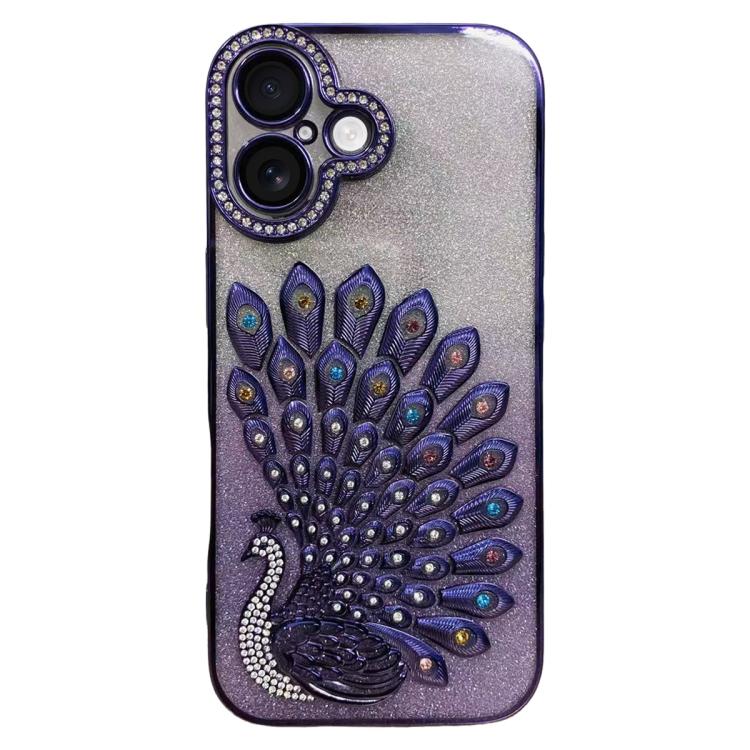 เคสโทรศัพท์ TPU ชุบไฟฟ้าลายไก่ฟ้าประดับคริสตัลกลิตเตอร์พร้อมฟิล์มเลนส์ สำหรับ iPhone 17 Pro Max, สำหรับ iPhone 17 Pro, สำหรับ iPhone 17, สำหรับ iPhone 16 Pro Max, สำหรับ iPhone 16 Pro, สำหรับ iPhone 16 Plus, สำหรับ iPhone 16, สำหรับ iPhone 15 Pro Max