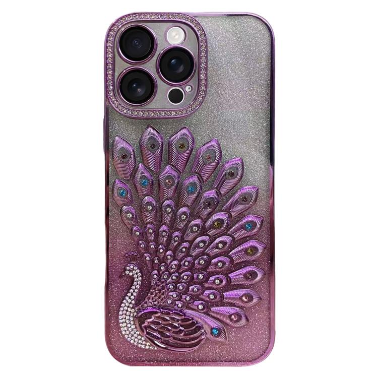เคสโทรศัพท์ TPU ชุบไฟฟ้าลายไก่ฟ้าประดับคริสตัลกลิตเตอร์พร้อมฟิล์มเลนส์ สำหรับ iPhone 17 Pro Max, สำหรับ iPhone 17 Pro, สำหรับ iPhone 17, สำหรับ iPhone 16 Pro Max, สำหรับ iPhone 16 Pro, สำหรับ iPhone 16 Plus, สำหรับ iPhone 16, สำหรับ iPhone 15 Pro Max