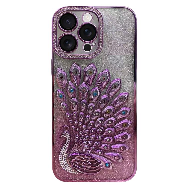 เคสโทรศัพท์ TPU ชุบไฟฟ้าลายไก่ฟ้าประดับคริสตัลกลิตเตอร์พร้อมฟิล์มเลนส์ สำหรับ iPhone 17 Pro Max, สำหรับ iPhone 17 Pro, สำหรับ iPhone 17, สำหรับ iPhone 16 Pro Max, สำหรับ iPhone 16 Pro, สำหรับ iPhone 16 Plus, สำหรับ iPhone 16, สำหรับ iPhone 15 Pro Max