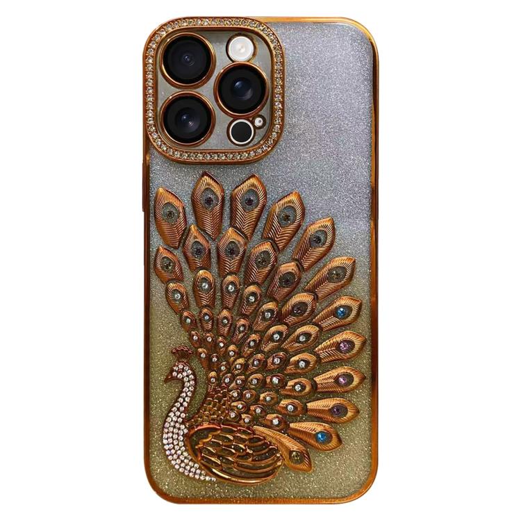 เคสโทรศัพท์ TPU ชุบไฟฟ้าลายไก่ฟ้าประดับคริสตัลกลิตเตอร์พร้อมฟิล์มเลนส์ สำหรับ iPhone 17 Pro Max, สำหรับ iPhone 17 Pro, สำหรับ iPhone 17, สำหรับ iPhone 16 Pro Max, สำหรับ iPhone 16 Pro, สำหรับ iPhone 16 Plus, สำหรับ iPhone 16, สำหรับ iPhone 15 Pro Max