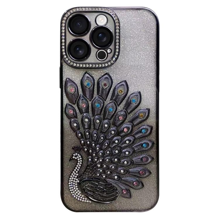 เคสโทรศัพท์ TPU ชุบไฟฟ้าลายไก่ฟ้าประดับคริสตัลกลิตเตอร์พร้อมฟิล์มเลนส์ สำหรับ iPhone 17 Pro Max, สำหรับ iPhone 17 Pro, สำหรับ iPhone 17, สำหรับ iPhone 16 Pro Max, สำหรับ iPhone 16 Pro, สำหรับ iPhone 16 Plus, สำหรับ iPhone 16, สำหรับ iPhone 15 Pro Max