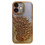 เคสโทรศัพท์ TPU ชุบไฟฟ้าลายไก่ฟ้าประดับคริสตัลกลิตเตอร์พร้อมฟิล์มเลนส์ สำหรับ iPhone 11