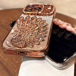 เคสโทรศัพท์ TPU ชุบไฟฟ้าลายไก่ฟ้าประดับคริสตัลกลิตเตอร์พร้อมฟิล์มเลนส์ สำหรับ iPhone 11