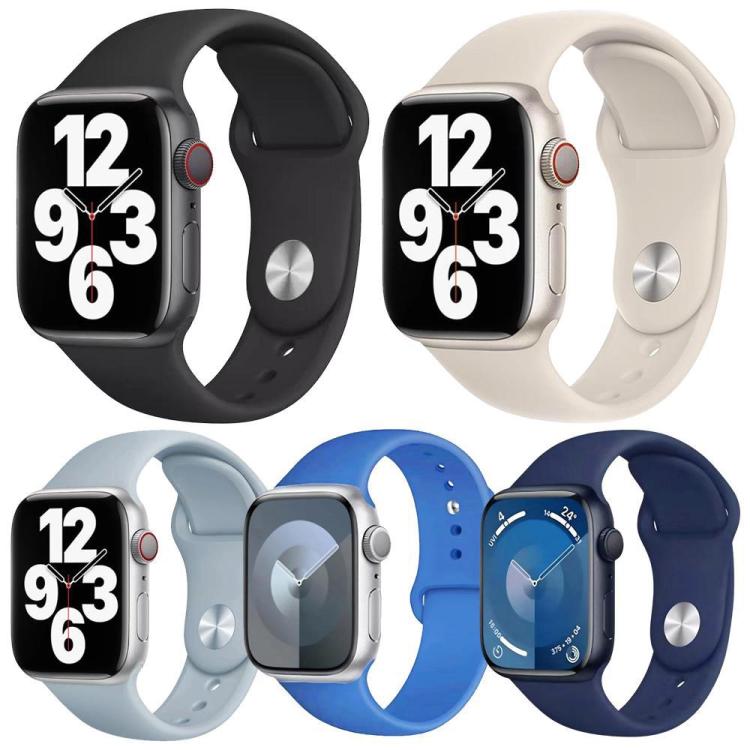 ชุด 5 ชิ้น xDfind สายนาฬิกากีฬาแบบซิลิโคนสีพื้น สำหรับ Apple Watch 42 / 44 / 45 / 46 / 49 มม., สำหรับ Apple Watch 38 / 40 / 41 / S11 42 มม.