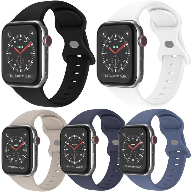 ชุด 5 ชิ้น xDfind สายนาฬิกาซิลิโคนหัวเข็มขัดผีเสื้อ สำหรับ Apple Watch 42 / 44 / 45 / 46 / 49 มม., สำหรับ Apple Watch 38 / 40 / 41 / S11 42 มม.