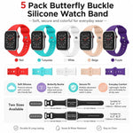ชุด 5 ชิ้น xDfind สายนาฬิกาซิลิโคนหัวเข็มขัดผีเสื้อ สำหรับ Apple Watch 42 / 44 / 45 / 46 / 49 มม., สำหรับ Apple Watch 38 / 40 / 41 / S11 42 มม.
