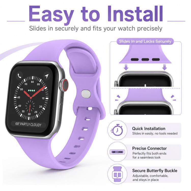 ชุด 5 ชิ้น xDfind สายนาฬิกาซิลิโคนหัวเข็มขัดผีเสื้อ สำหรับ Apple Watch 42 / 44 / 45 / 46 / 49 มม., สำหรับ Apple Watch 38 / 40 / 41 / S11 42 มม.