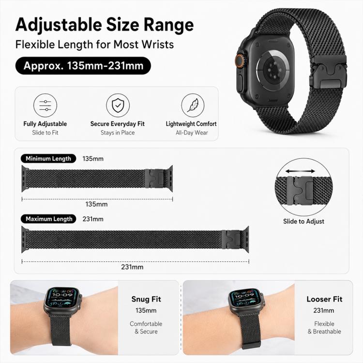 ชุด 5 ชิ้น xDfind สายนาฬิกาผสม Milanese หัวเข็มขัดร่ม + หัวเข็มขัดผีเสื้อ สำหรับ Apple Watch 42 / 44 / 45 / 46 / 49 มม., สำหรับ Apple Watch 38 / 40 / 41 / S11 42 มม.