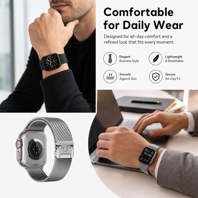 ชุด 5 ชิ้น xDfind สายนาฬิกาผสม Milanese หัวเข็มขัดร่ม + หัวเข็มขัดผีเสื้อ สำหรับ Apple Watch 42 / 44 / 45 / 46 / 49 มม., สำหรับ Apple Watch 38 / 40 / 41 / S11 42 มม.