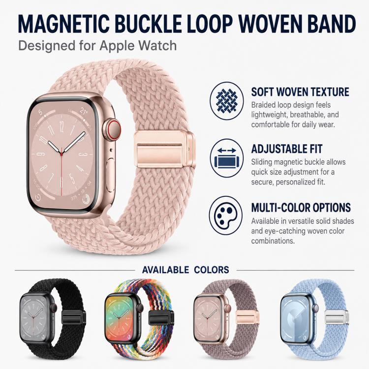 ชุด 5 ชิ้น xDfind สายนาฬิกาถักแบบแม่เหล็กหัวเข็มขัด สำหรับ Apple Watch 42 / 44 / 45 / 46 / 49 มม., สำหรับ Apple Watch 38 / 40 / 41 / S11 42 มม.