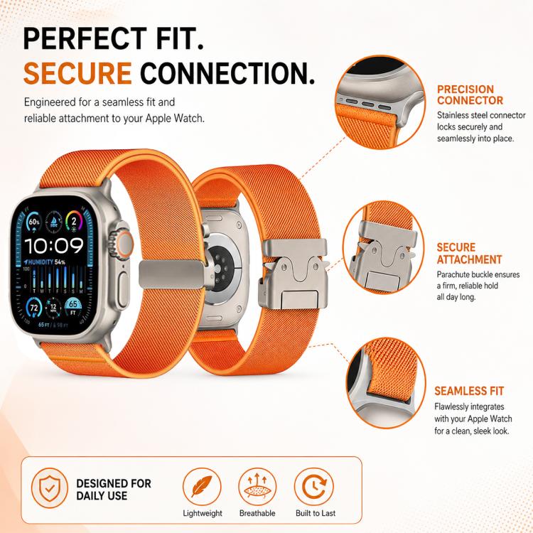 ชุด 5 ชิ้น xDfind สายนาฬิกาไนลอนยืดหยุ่นหัวเข็มขัดร่ม สำหรับ Apple Watch 42 / 44 / 45 / 46 / 49 มม., สำหรับ Apple Watch 38 / 40 / 41 / S11 42 มม.