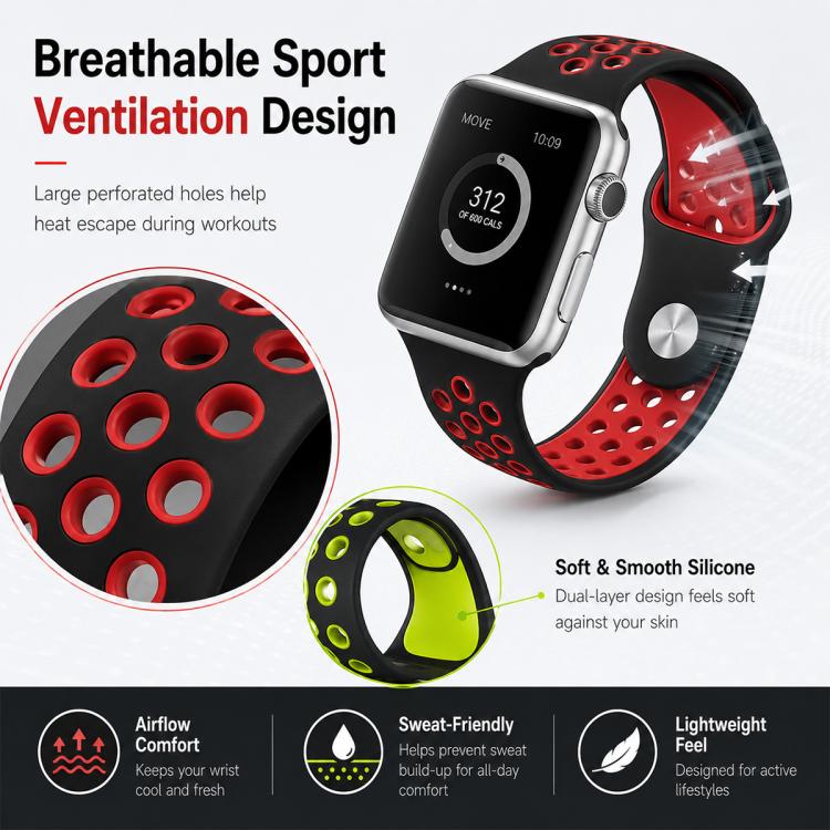 ชุด 5 ชิ้น xDfind สายนาฬิกากีฬาแบบซิลิโคนสองสี สำหรับ Apple Watch 42 / 44 / 45 / 46 / 49 มม., สำหรับ Apple Watch 38 / 40 / 41 / S11 42 มม.