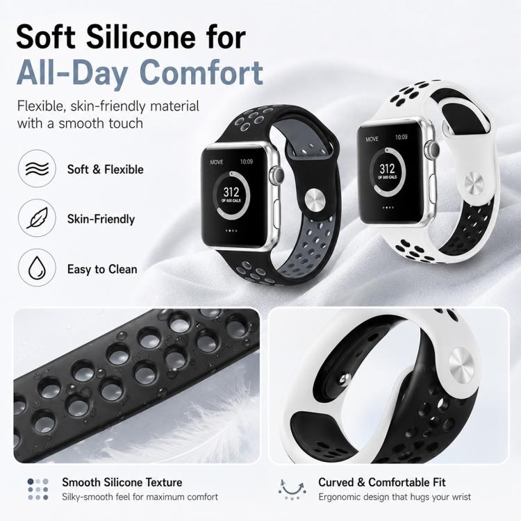 ชุด 5 ชิ้น xDfind สายนาฬิกากีฬาแบบซิลิโคนสองสี สำหรับ Apple Watch 42 / 44 / 45 / 46 / 49 มม., สำหรับ Apple Watch 38 / 40 / 41 / S11 42 มม.