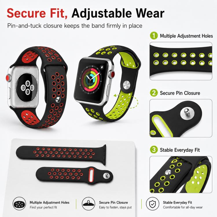 ชุด 5 ชิ้น xDfind สายนาฬิกากีฬาแบบซิลิโคนสองสี สำหรับ Apple Watch 42 / 44 / 45 / 46 / 49 มม., สำหรับ Apple Watch 38 / 40 / 41 / S11 42 มม.