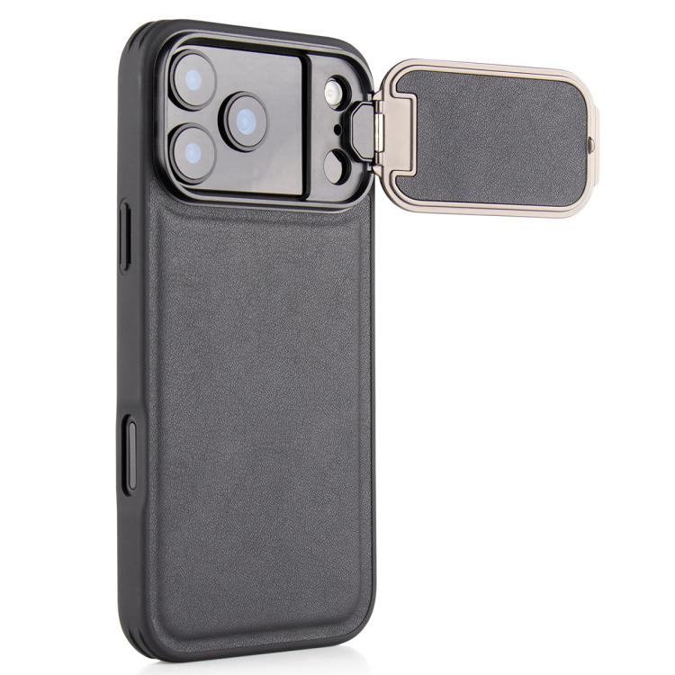เคสโทรศัพท์ลายหนังลูกแกะพร้อมที่วางเลนส์สี่เหลี่ยม สำหรับ iPhone 17 Pro Max
