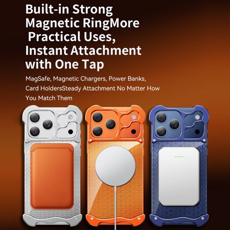 เคสโทรศัพท์กรอบอลูมิเนียมอัลลอยด์ไร้ขอบลายเกราะชุบทองพร้อม MagSafe สำหรับ iPhone 17 Pro Max, สำหรับ iPhone 17 Pro