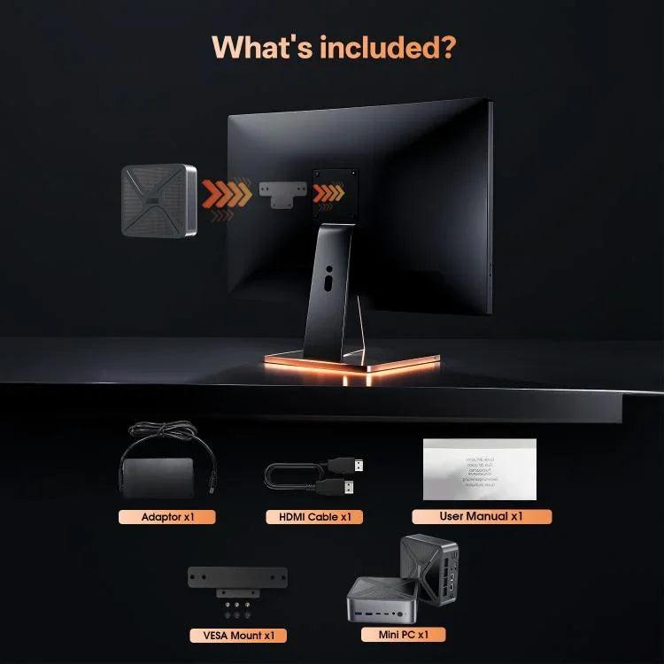 GXMO GH8 Windows 11 Pro มินิพีซี, AMD Ryzen 9 8945HS โปรเซสเซอร์ 8 คอร์, ไม่มีหน่วยความจำ, 16GB+512GB