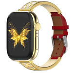 xDfind สายนาฬิกาหนังแท้ไฮบริดสแตนเลสสตีลหัวเข็มขัดผีเสื้อ สำหรับ Apple Watch 42 / 44 / 45 / 46 / 49 มม., สำหรับ Apple Watch 38 / 40 / 41 / S11 42 มม.