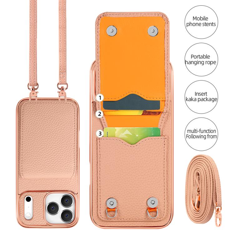 เคสโทรศัพท์ VIETAO ลายลิ้นจี่กระเป๋าสตางค์ PU พร้อมสายคล้อง สำหรับ iPhone 17 Pro Max, สำหรับ iPhone 17 Pro