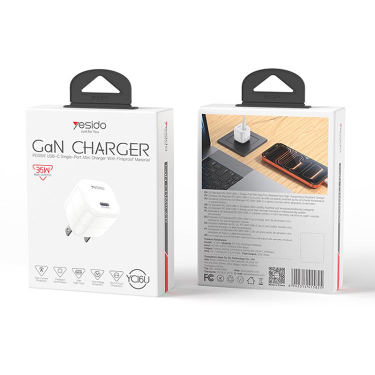 Yesido YC16U PD 35W Type-C Mini Ice Cube Fast Charger, US Plug