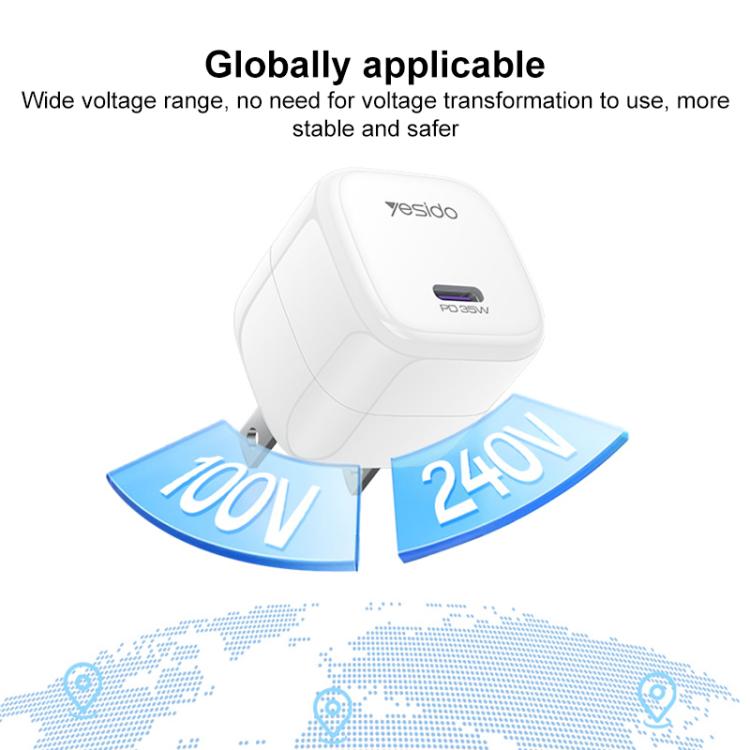 Yesido YC16U PD 35W Type-C Mini Ice Cube Fast Charger, US Plug