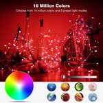 ไฟสายทองแดง LED RGB USB ควบคุมผ่านแอปมือถือ Bluetooth สำหรับตกแต่งวันหยุด, 2m 20 ดวง, 5m 50 ดวง, 10m 100 ดวง, 12m 120 ดวง, 15m 150 ดวง, 20m 200 ดวง