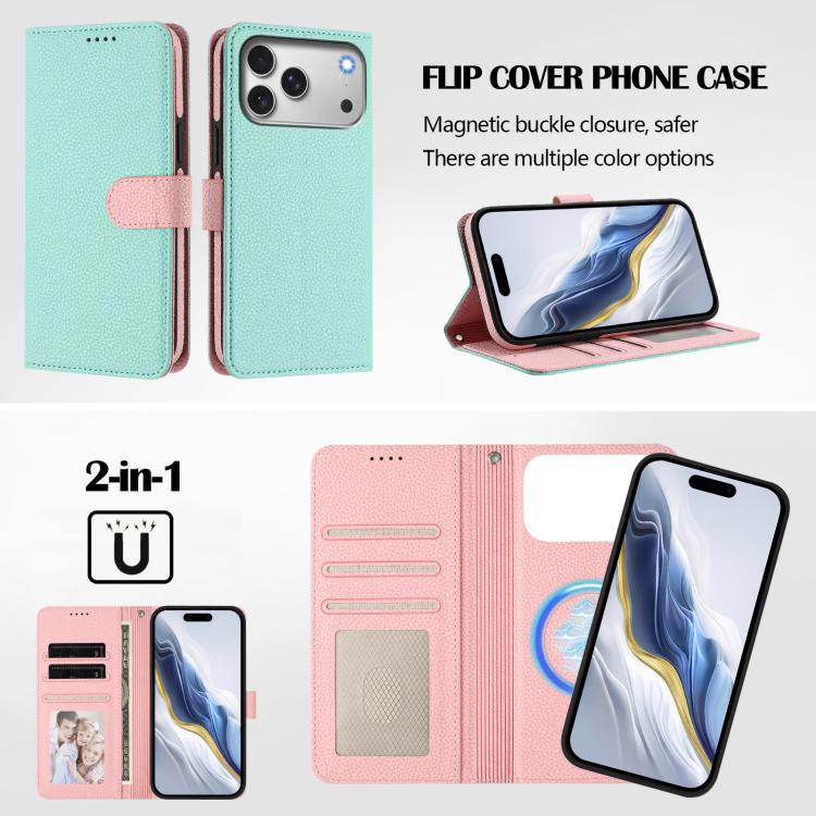เคสโทรศัพท์หนังวีแกนลายลิ้นจี่แผ่นข้างแม่เหล็กถอดได้ สำหรับ iPhone 17 Pro Max, สำหรับ iPhone 17 Pro, สำหรับ iPhone 17, สำหรับ iPhone Air, สำหรับ iPhone 16 Pro Max, สำหรับ iPhone 16 Pro, สำหรับ iPhone 16 Plus, สำหรับ iPhone 16