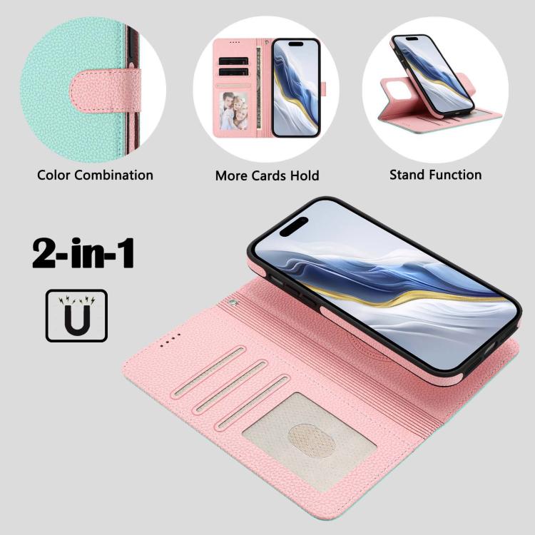 เคสโทรศัพท์หนังวีแกนลายลิ้นจี่แม่เหล็กด้านข้างถอดได้ สำหรับ iPhone 13 Pro Max, สำหรับ iPhone 13 Pro, สำหรับ iPhone 13, สำหรับ iPhone 12 / 12 Pro, สำหรับ iPhone 12 Pro Max, สำหรับ iPhone 11 Pro Max, สำหรับ iPhone 11, สำหรับ iPhone 11 Pro