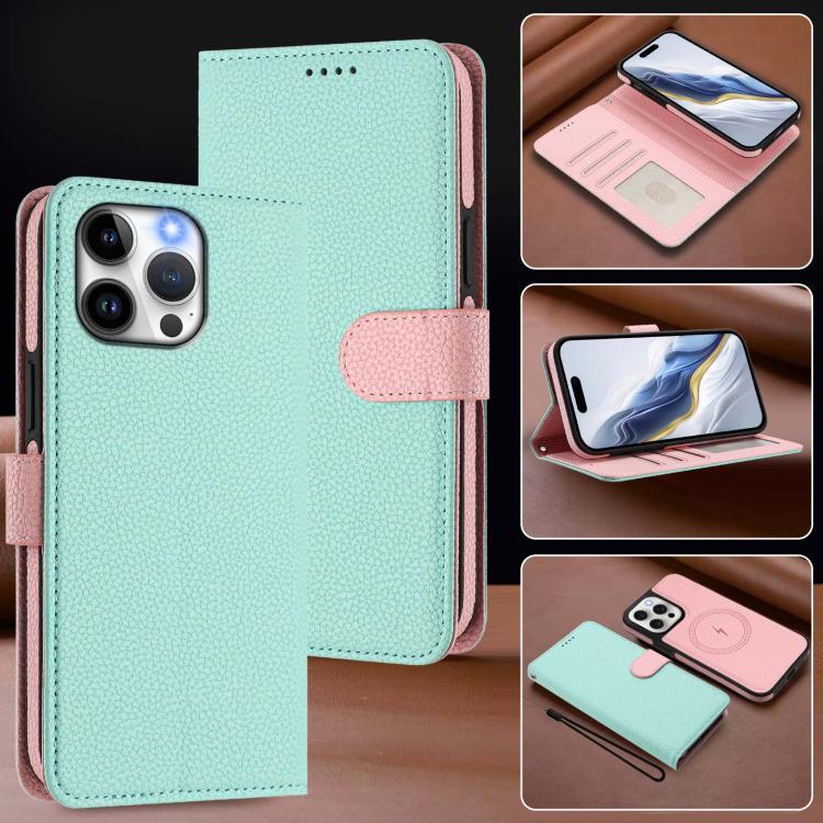 เคสโทรศัพท์หนังวีแกนลายลิ้นจี่แม่เหล็กด้านข้างถอดได้ สำหรับ iPhone 13 Pro Max, สำหรับ iPhone 13 Pro, สำหรับ iPhone 13, สำหรับ iPhone 12 / 12 Pro, สำหรับ iPhone 12 Pro Max, สำหรับ iPhone 11 Pro Max, สำหรับ iPhone 11, สำหรับ iPhone 11 Pro