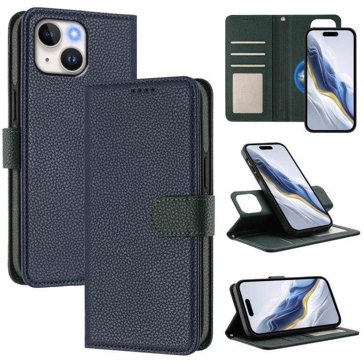 เคสโทรศัพท์หนังวีแกนลายลิ้นจี่แม่เหล็กด้านข้างถอดได้ สำหรับ iPhone 13 Pro Max, สำหรับ iPhone 13 Pro, สำหรับ iPhone 13, สำหรับ iPhone 12 / 12 Pro, สำหรับ iPhone 12 Pro Max, สำหรับ iPhone 11 Pro Max, สำหรับ iPhone 11, สำหรับ iPhone 11 Pro