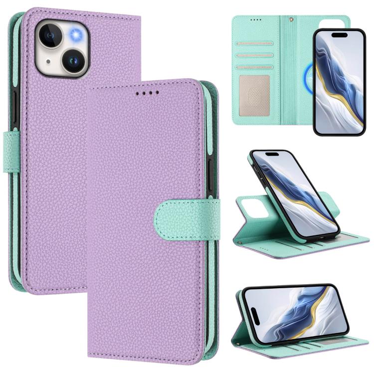 เคสโทรศัพท์หนังวีแกนลายลิ้นจี่แม่เหล็กด้านข้างถอดได้ สำหรับ iPhone 13 Pro Max, สำหรับ iPhone 13 Pro, สำหรับ iPhone 13, สำหรับ iPhone 12 / 12 Pro, สำหรับ iPhone 12 Pro Max, สำหรับ iPhone 11 Pro Max, สำหรับ iPhone 11, สำหรับ iPhone 11 Pro