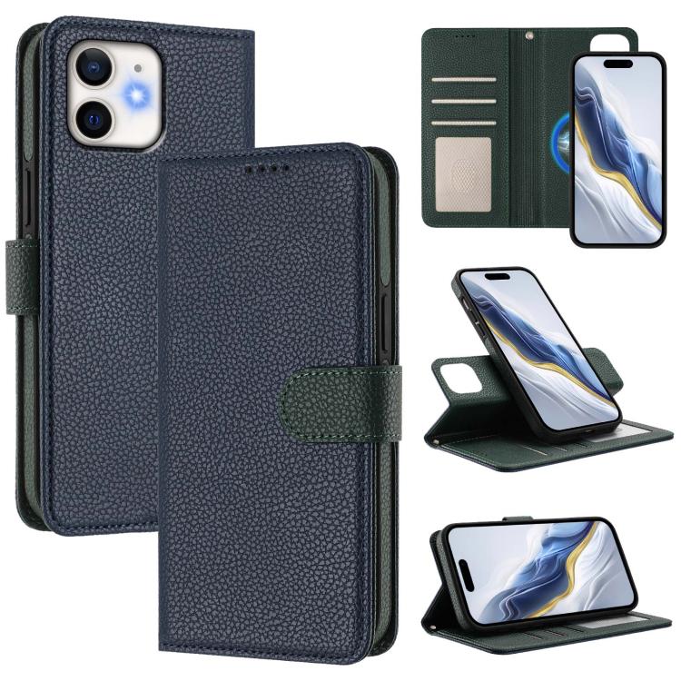 เคสโทรศัพท์หนังวีแกนลายลิ้นจี่แม่เหล็กด้านข้างถอดได้ สำหรับ iPhone 13 Pro Max, สำหรับ iPhone 13 Pro, สำหรับ iPhone 13, สำหรับ iPhone 12 / 12 Pro, สำหรับ iPhone 12 Pro Max, สำหรับ iPhone 11 Pro Max, สำหรับ iPhone 11, สำหรับ iPhone 11 Pro