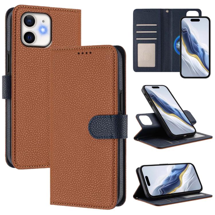 เคสโทรศัพท์หนังวีแกนลายลิ้นจี่แม่เหล็กด้านข้างถอดได้ สำหรับ iPhone 13 Pro Max, สำหรับ iPhone 13 Pro, สำหรับ iPhone 13, สำหรับ iPhone 12 / 12 Pro, สำหรับ iPhone 12 Pro Max, สำหรับ iPhone 11 Pro Max, สำหรับ iPhone 11, สำหรับ iPhone 11 Pro